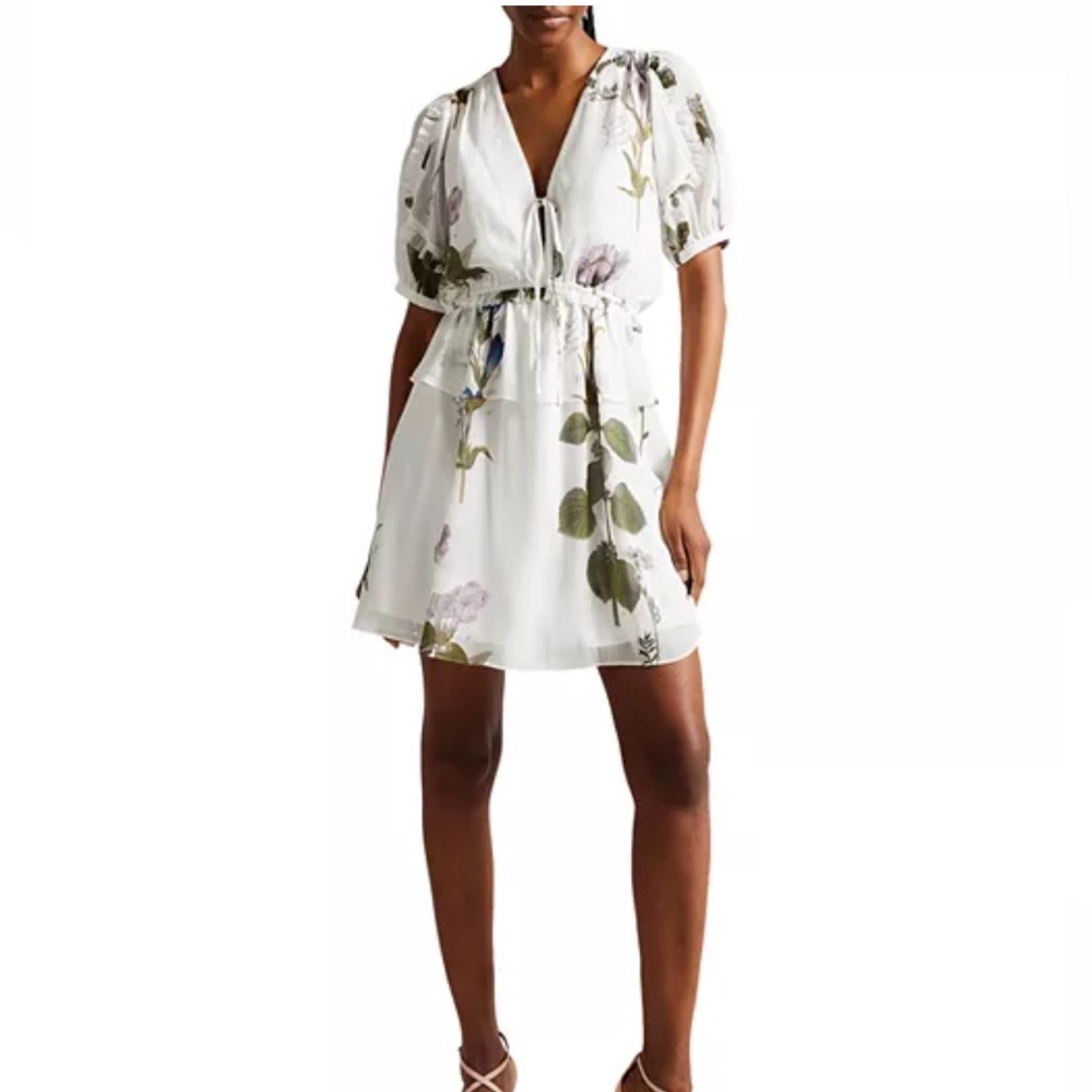 Ted Baker Jaliyaa White Floral Mini Dress - Picture 3 of 11